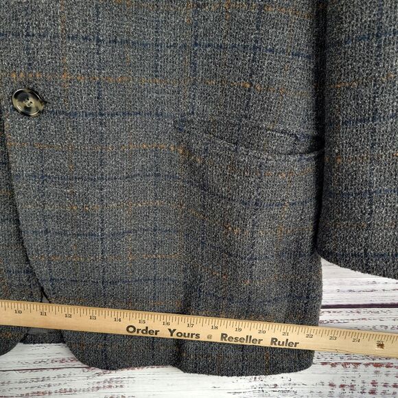 Ermenegildo Zegna Mens Size 44 L Blazer Switzerland Wool Windowpane Tweed VTG - Picture 7 of 16